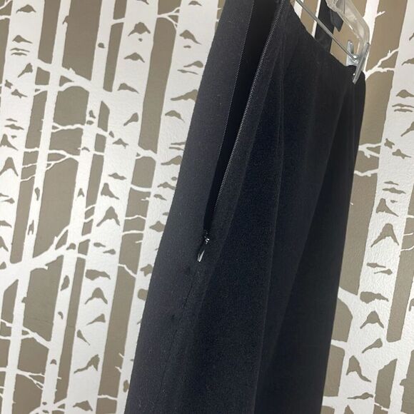 Ellen Tracy Fringe Trim Wool Felt Pencil Skirt 12 Black - Picture 3 of 8